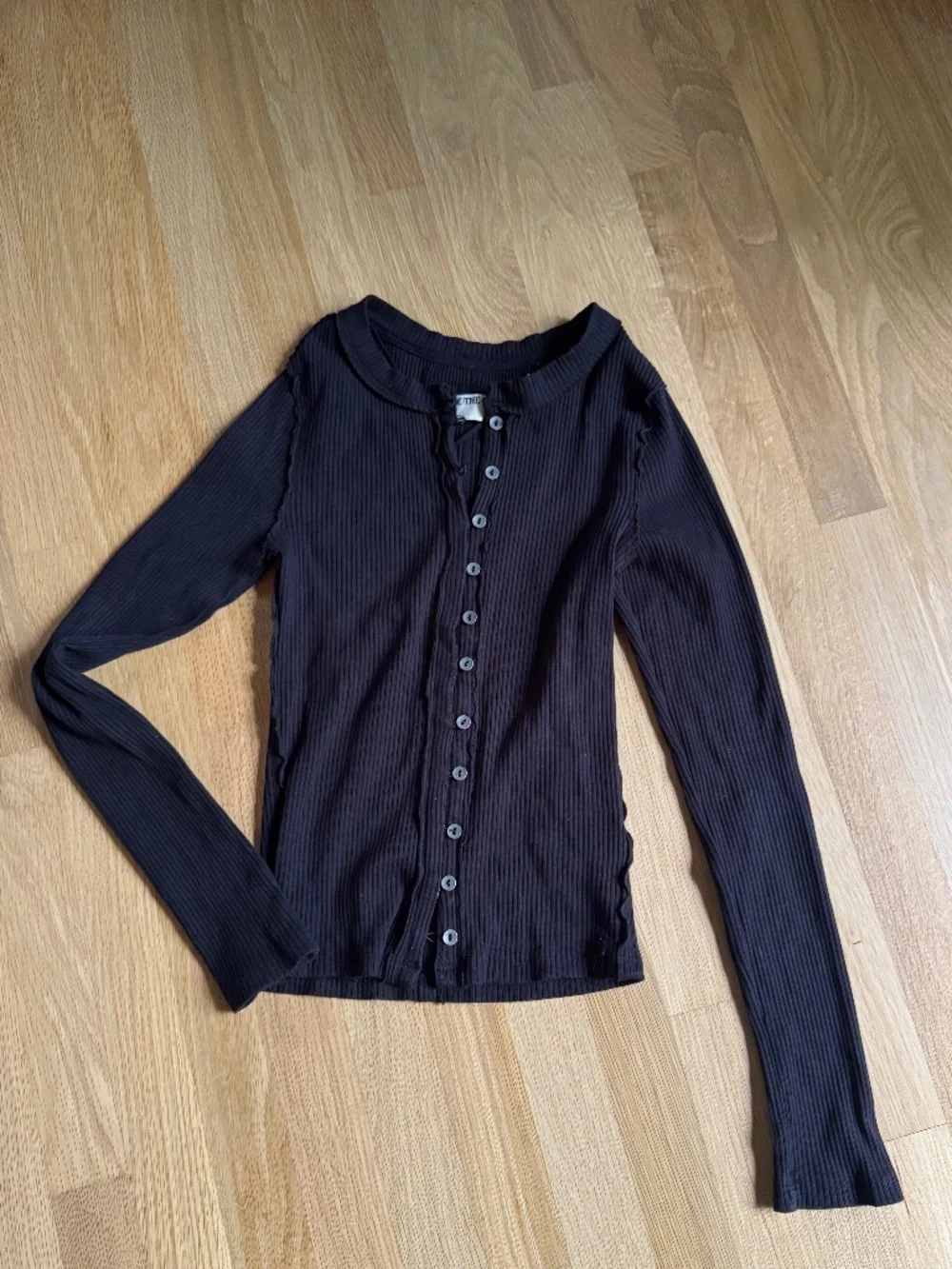 Free People It's On Thermal Rib Button-Up Shirt XS
